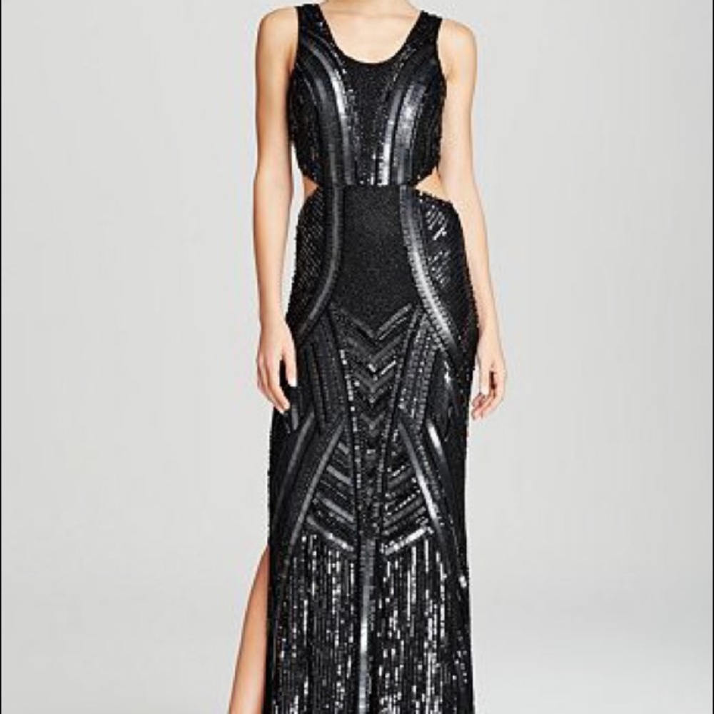 PARKER BLACK BEADED GOWN NWT